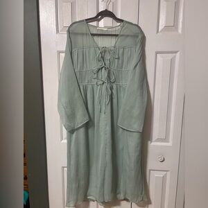 OAK + FORT Light Green chiffon dress